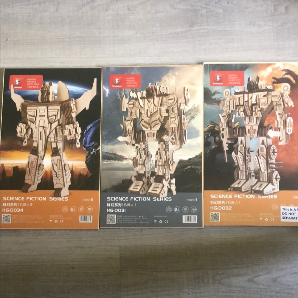 Science Fiction Series Wooden Robot Puzzle Set